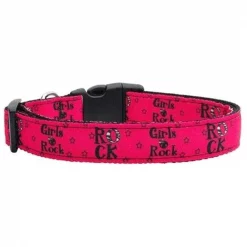 Mirage Pet Products 125-064 LG Girls Rock Nylon Ribbon Dog Collars Large