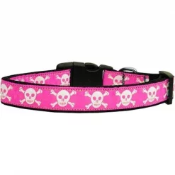 Mirage Pet Products 125-118 LG Pink Skulls Dog Collar Large