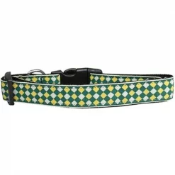 Mirage Pet Products125-222 LG Green Checkers Nylon Dog Collar; Large