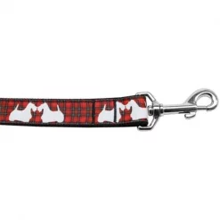 Unconditional Love 4 ft. Red Plaid Scottie Pups Nylon Dog Leash