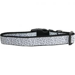 Mirage Pet Products125-237 LG Silver Leopard Nylon Dog Collar; Large