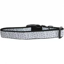 Unconditional Love Silver Leopard Nylon Dog Collar; Medium