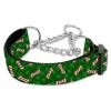 Mirage Pet Products 25-07M LG Candy Cane Bones Nylon Ribbon Collar Martingale Large