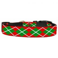 Mirage Pet Products 25-21 MD Christmas Argyle Nylon Ribbon Collar Medium