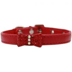 Mirage Pet Products506-1 RD14 Bow-dacious Crystal Dog Collar; Red - Size 14