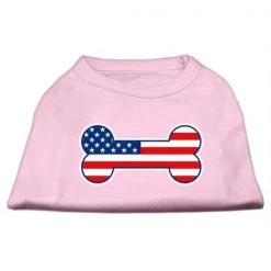 Mirage Pet Products 51-08 SMLPK Bone Shaped American Flag Screen Print Shirts Light Pink S - 10