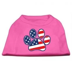 Mirage Pet Products 51-17-01 XLBPK Patriotic Paw Screen Print Shirts Bright Pink XL - 16