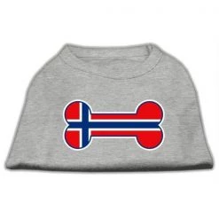 Mirage Pet Products 51-19 XLGY Bone Shaped Norway Flag Screen Print Shirts Grey XL - 16
