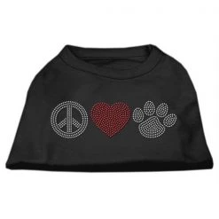 Mirage Pet Products 52-63 XXXLBK Peace Love and Paw Rhinestone Shirt Black XXXL- 20