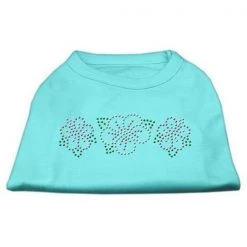 Mirage Pet Products 52-79 MDAQ Tropical Flower Rhinestone Shirts Aqua M - 12