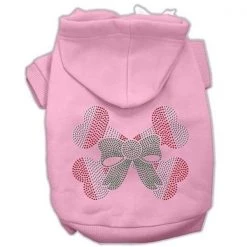 Mirage Pet Products 54-25-20 XXXLPK Candy Cane Crossbones Rhinestone Hoodie Pink XXXL- 20