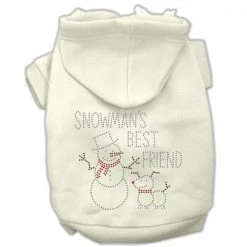 Mirage Pet Products 54-25-21 XLCR Snowmans Best Friend Rhinestone Hoodie Cream XL - 16