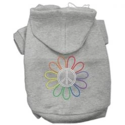 Mirage Pet Products 54-69 XXXLGY Rhinestone Rainbow Flower Peace Sign Hoodie Grey XXXL- 20
