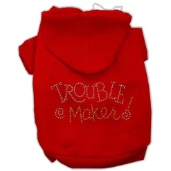 Mirage Pet Products 54-80 XXXLRD Trouble Maker Rhinestone Hoodies Red XXXL- 20