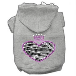 Mirage Pet Products 54-87 MDGY Zebra Heart Rhinestone Hoodies Grey M - 12