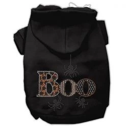 Mirage Pet Products54-89 XSBK Boo Rhinestone Hoodies; Black - Extra Small