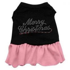 Mirage Pet Products 58-26 XSBKPK Merry Christmas Rhinestone Dress Black with Pink XS - 8