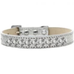 Mirage Pet Products616-12 SV-16 Sprinkles Ice Cream Pearl & Clear Crystals Dog Collar; Silver - Size 16