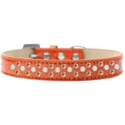 Mirage Pet Products616-19 OR-20 Sprinkles Ice Cream Pearl & Orange Crystals Dog Collar; Orange - Size 20