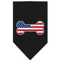Mirage Pet Products 66-08 LGBK Bone Flag American Screen Print Bandana Black Large