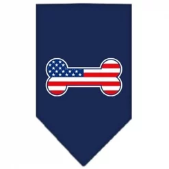 Mirage Pet Products 66-08 SMNB Bone Flag American Screen Print Bandana Navy Blue Small