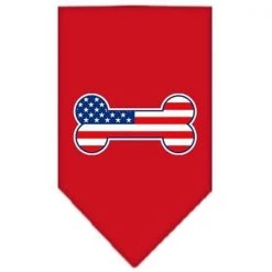 Mirage Pet Products 66-08 SMRD Bone Flag American Screen Print Bandana Red Small