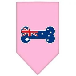 Mirage Pet Products 66-09 LGLPK Bone Flag Australian Screen Print Bandana Light Pink Large