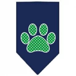 Mirage Pet Products 66-104 LGNB Green Swiss Dot Paw Screen Print Bandana Navy Blue large
