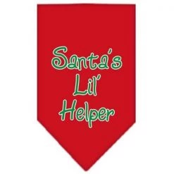 Mirage Pet Products 66-25-06 LGRD Santa Lil Helper Screen Print Bandana Red Large