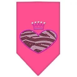 Mirage Pet Products 67-86 LGBPK Zebra Heart Rhinestone Bandana Bright Pink Large