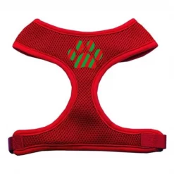 Mirage Pet Products 70-07 LGRD Christmas Paw Screen Print Soft Mesh Harness Red Large