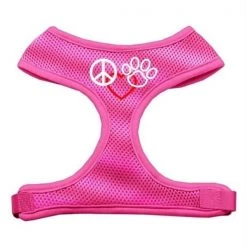 Mirage Pet Products 70-18 XLPK Peace Love Paw Design Soft Mesh Harnesses Pink Extra Large
