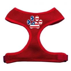Mirage Pet Products 70-42 SMRD Paw Flag USA Screen Print Soft Mesh Harness Red Small