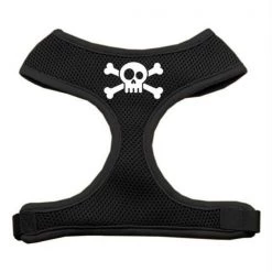 Mirage Pet Products 70-45 LGBK Skull Crossbones Screen Print Soft Mesh Harness Black Large