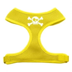 Mirage Pet Products 70-45 LGYW Skull Crossbones Screen Print Soft Mesh Harness Yellow Large