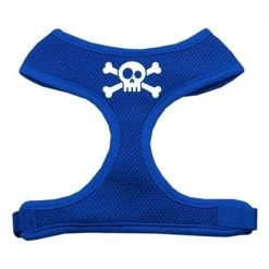 Mirage Pet Products 70-45 SMBL Skull Crossbones Screen Print Soft Mesh Harness Blue Small