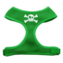 Unconditional Love Skull Crossbones Screen Print Soft Mesh Harness Emerald Green Small