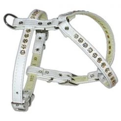 Mirage Pet Products 71-01 12WT Comfort Harness White with Clear Stones 12