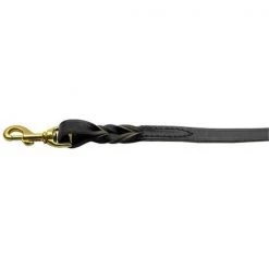 Mirage Pet Products 82-14 3406BK Twist Leather Leash Black 4 ft long .38 in. wide