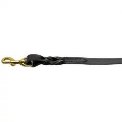 Unconditional Love Twist Leather Leash Black 6 ft long .75 in. wide