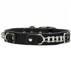 Mirage Pet Products 83-23 20BK Bike Chain Leather Collar Black 20