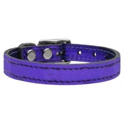 Mirage Pet Products 83-28 18PrM Plain Metallic Leather Metallic Purple 18