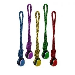 Multipet 784369295238 20 in. Nuts for Knots Rope Tug with Tennis Ball Toys; Assorted