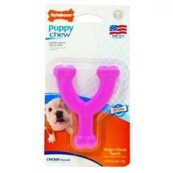 Nylabone 18214832409 Puppy Chew Teething Wishbone Chicken Petite Pink