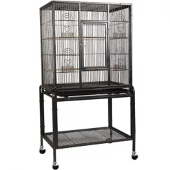 Onlinegymshop CB16219 Bird Parrot Cage Large Cockatiel House with Wheels; Black