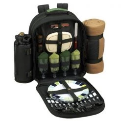 Picnic at Ascot 081X-FO Eco Picnic Backpack w-blanket for 4 - Forest