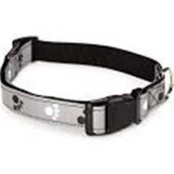 Casual Canine ZW4928 10 17 Reflective Pawprint Collar 10-16 In Black