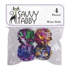 Savvy Tabby US1389 04 Mylar Balls - Toys - Pack of 4