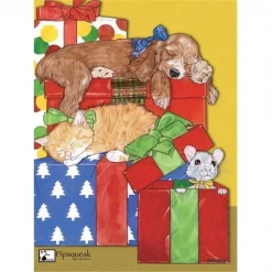 Pipsqueak Productions C403 Mix Dog With Cat Holiday Boxed Cards
