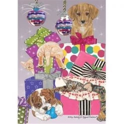 Pipsqueak Productions C533 Mix Dog With Cat Holiday Boxed Cards